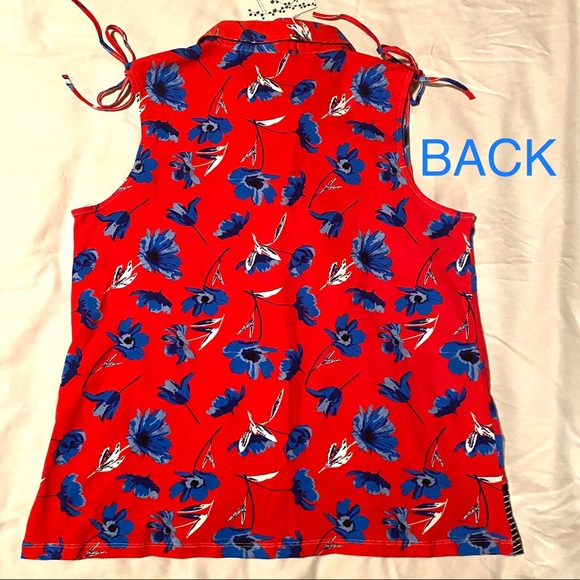 Carolyn Taylor Sleeveless Button Top w/ShoulderTie - Picture 2 of 10